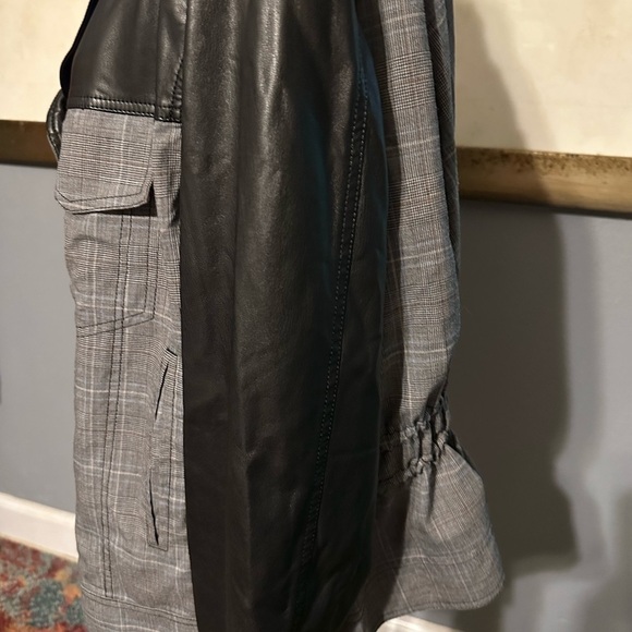 Adeam size medium Glen check and leather jacket blazer. No callouts - Picture 7 of 10